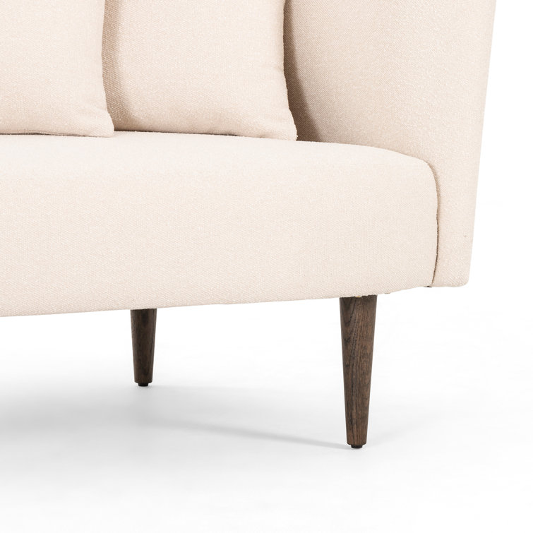 Capri Oatmeal Contemporary Sculptural Chaise with Brown Oak Legs
