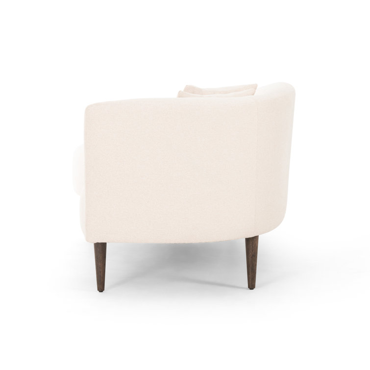 Capri Oatmeal Contemporary Sculptural Chaise with Brown Oak Legs