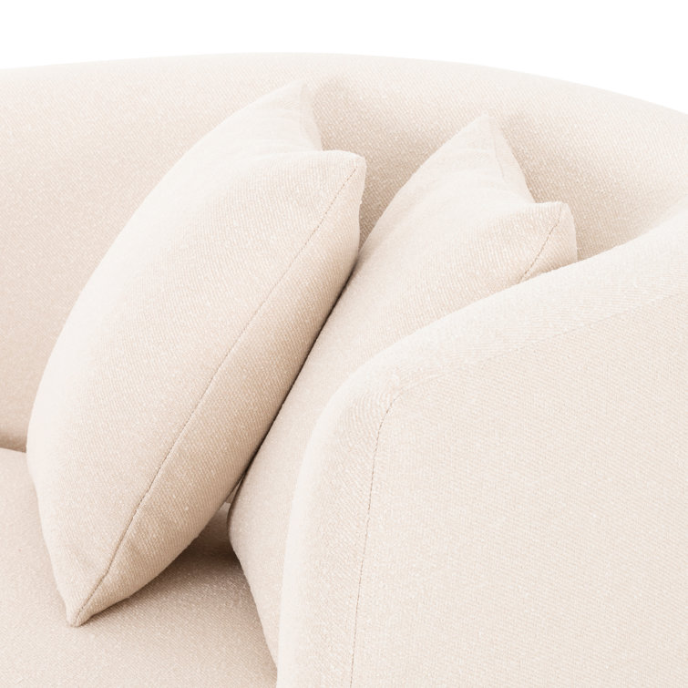 Capri Oatmeal Contemporary Sculptural Chaise with Brown Oak Legs