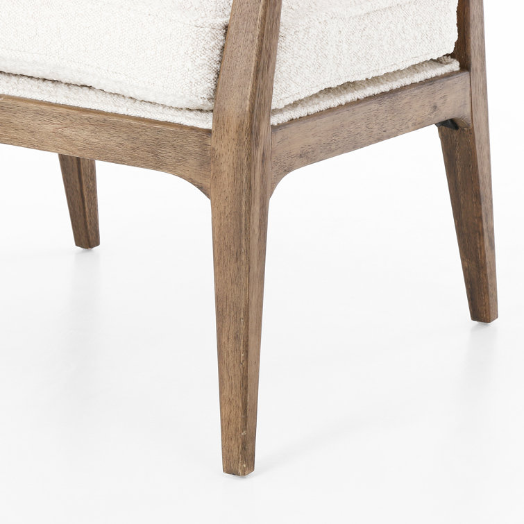 Cream and Natural Wood Accent Armchair