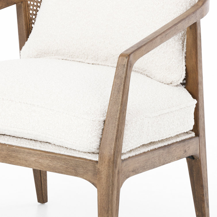 Cream and Natural Wood Accent Armchair