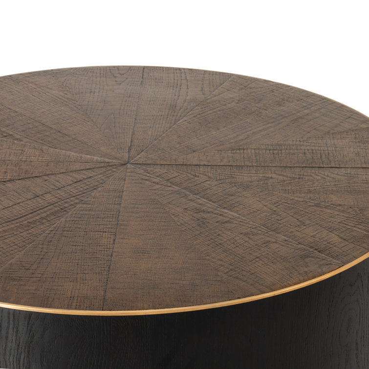 Perry 40" Deep Brown Oak and Brass Coffee Table