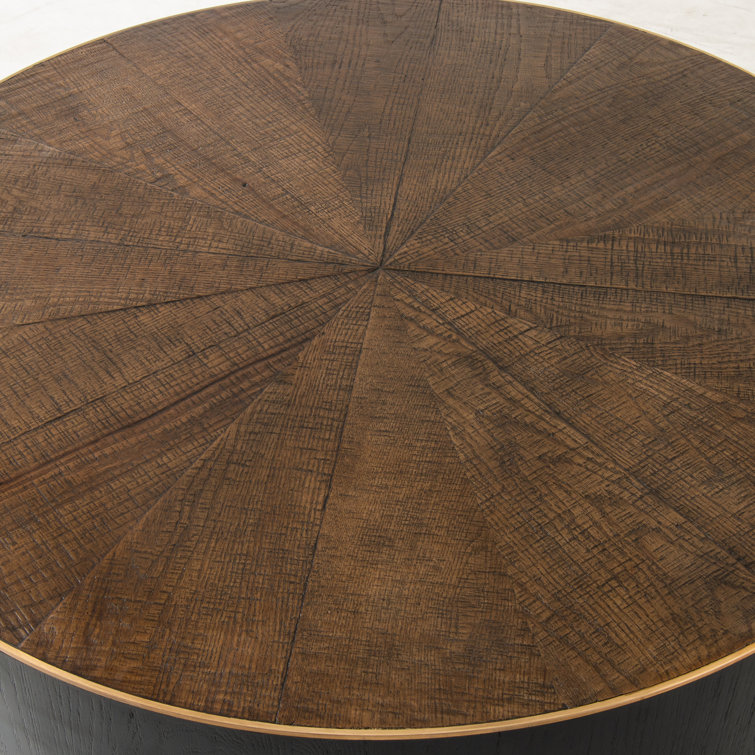 Perry 40" Deep Brown Oak and Brass Coffee Table