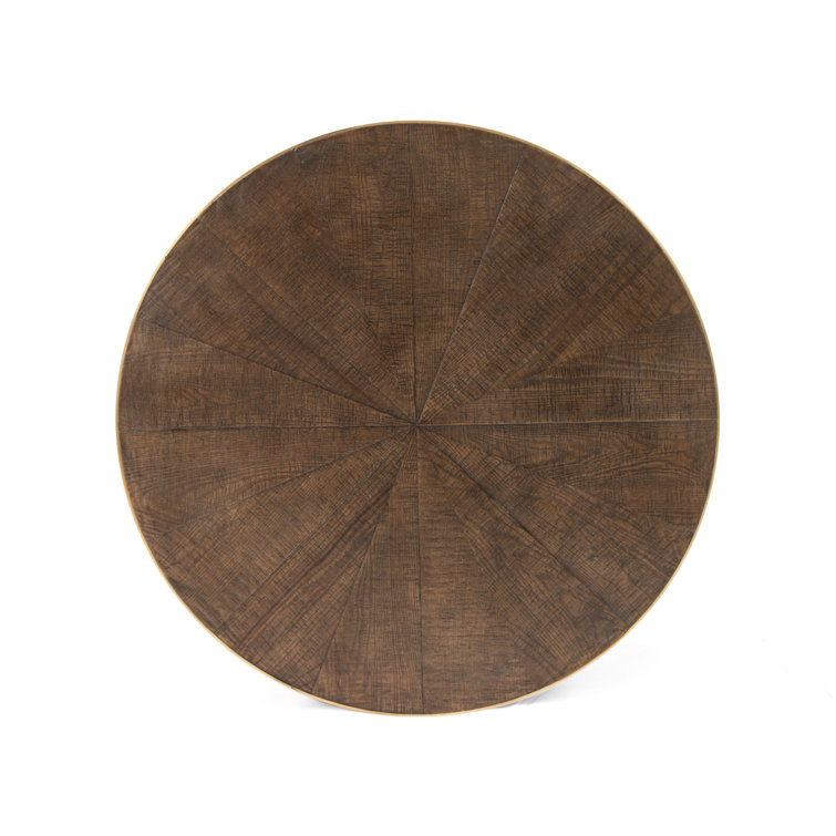 Perry 40" Deep Brown Oak and Brass Coffee Table