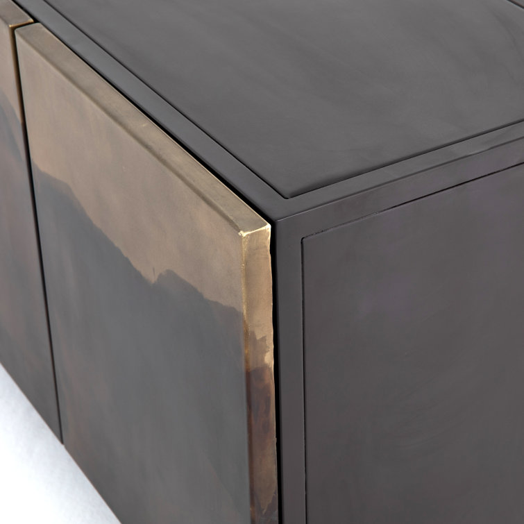 Aged Brown Metal 72" Media Console with Storage