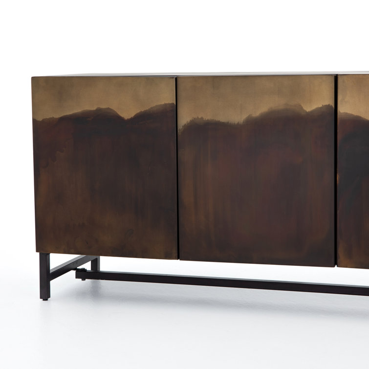 Aged Brown Metal 72" Media Console with Storage