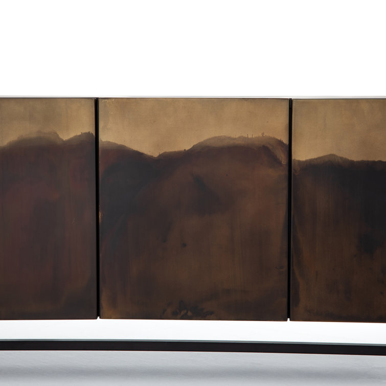 Aged Brown Metal 72" Media Console with Storage
