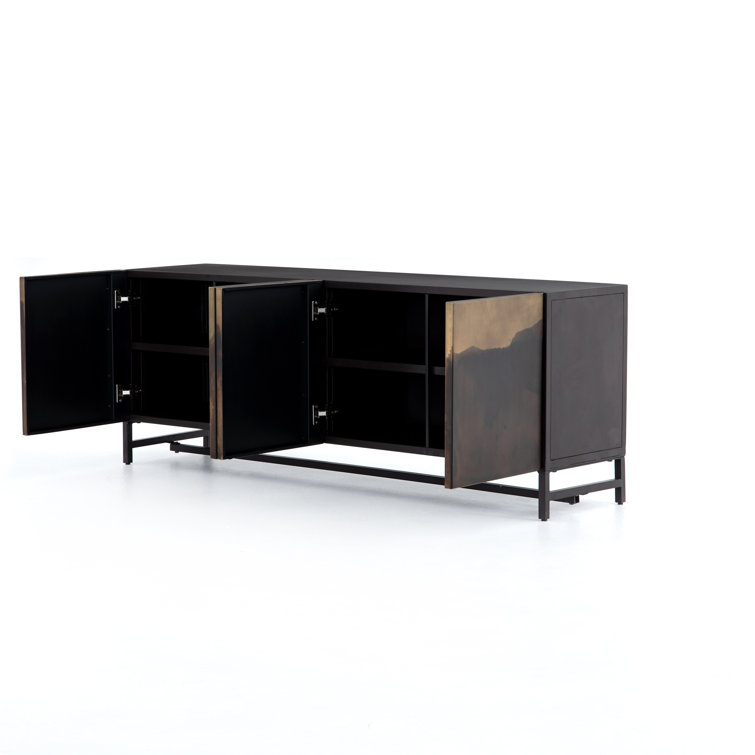 Aged Brown Metal 72" Media Console with Storage