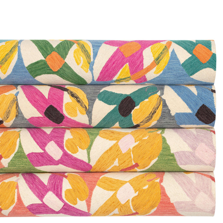 Lily Pad Pink and Orange Hand Woven Wool Rug