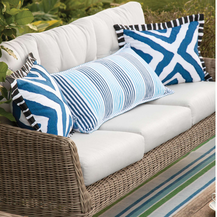 Cobalt and Green Handwoven Cotton Stripe Rug, 8' x 10'