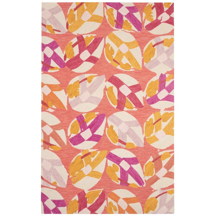 Lily Pad Pink and Orange Hand Woven Wool Rug