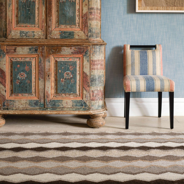 Neutral Geometric Handwoven Wool Rug 2' x 3'