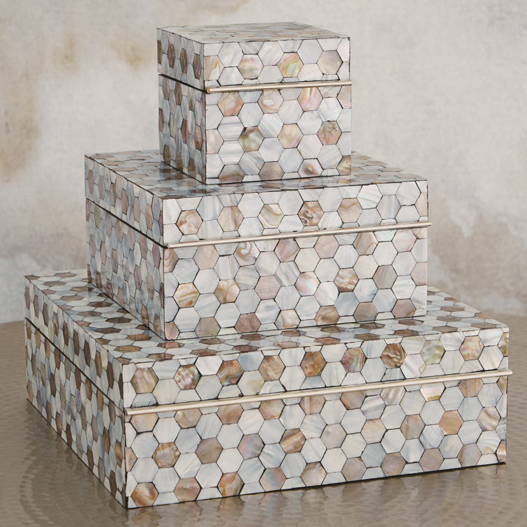 Elegant Lacquered Mother of Pearl Lidded Box