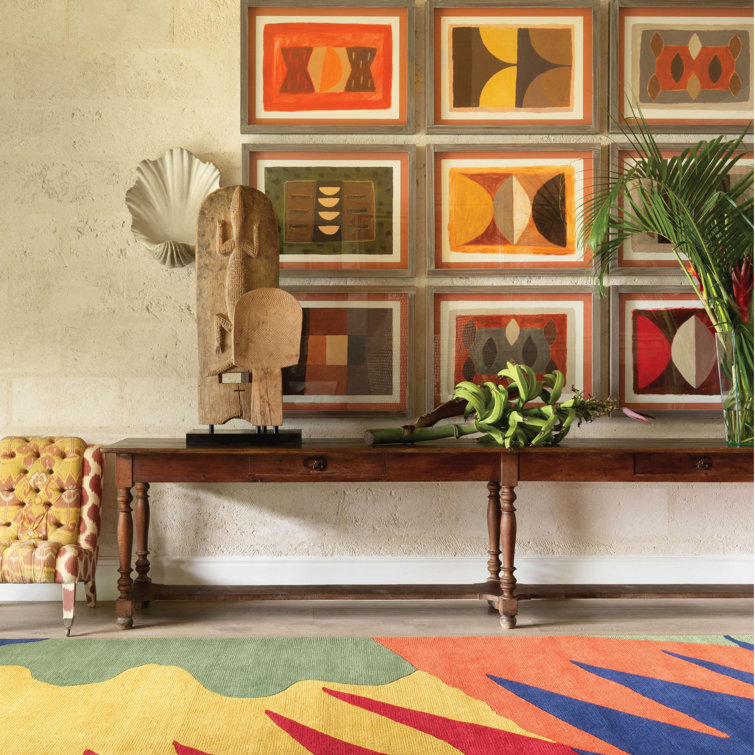 Handmade Multicolor Wool Rectangular 10' x 14' Tufted Rug