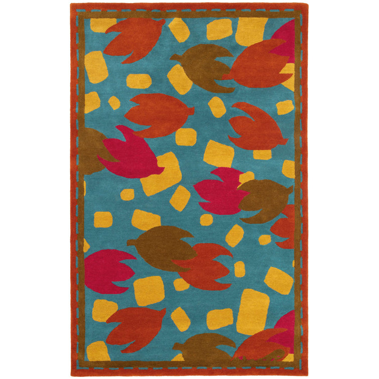 Handmade Blue Wool Rectangular 10' x 14' Tufted Rug