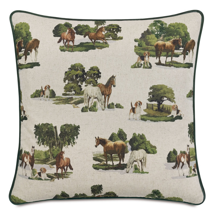 Equestrian Nature Print Cotton Blend Square Throw Pillow