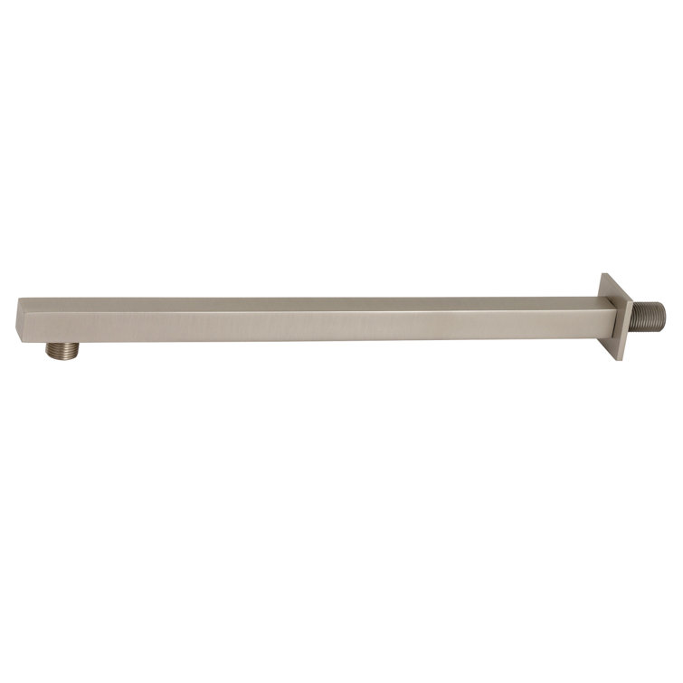 Brushed Nickel 15-Inch Square Wall Shower Arm with Flange