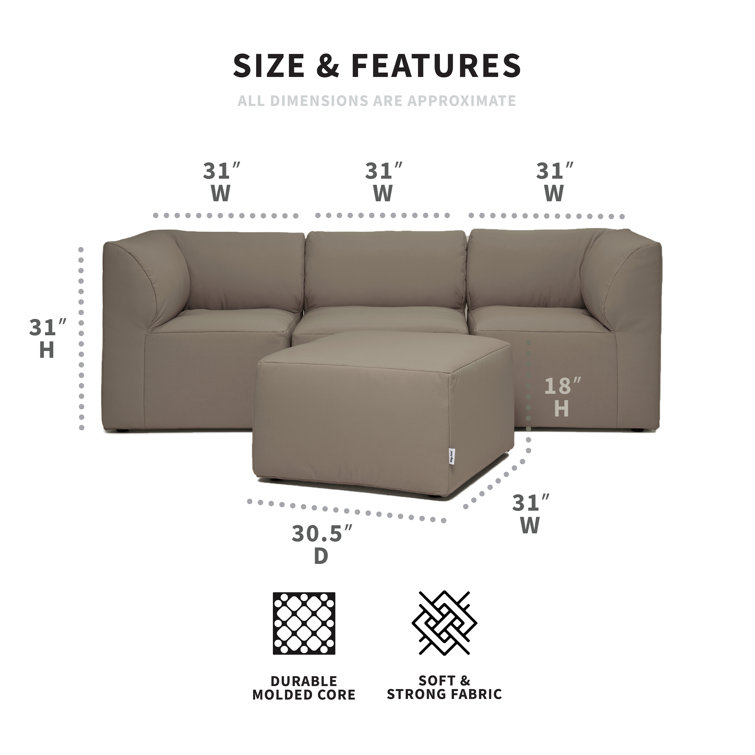 Castor Gray Modular Outdoor Sectional with Ottoman
