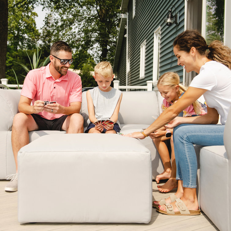 Light Gray Modular Sectional with Wooden Frame