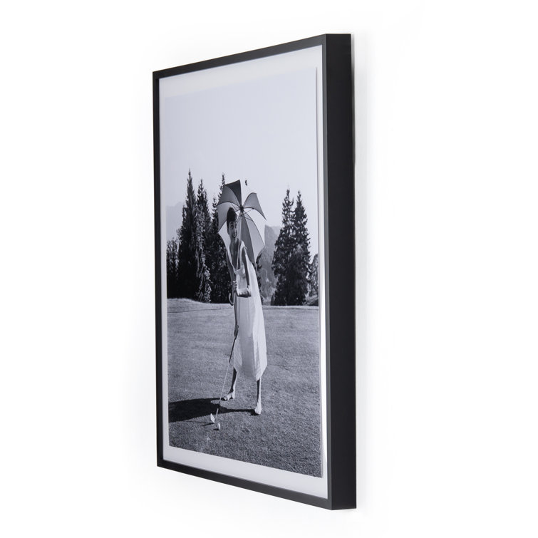 Black Framed Solid Wood Golfing Hepburn Photographic Print