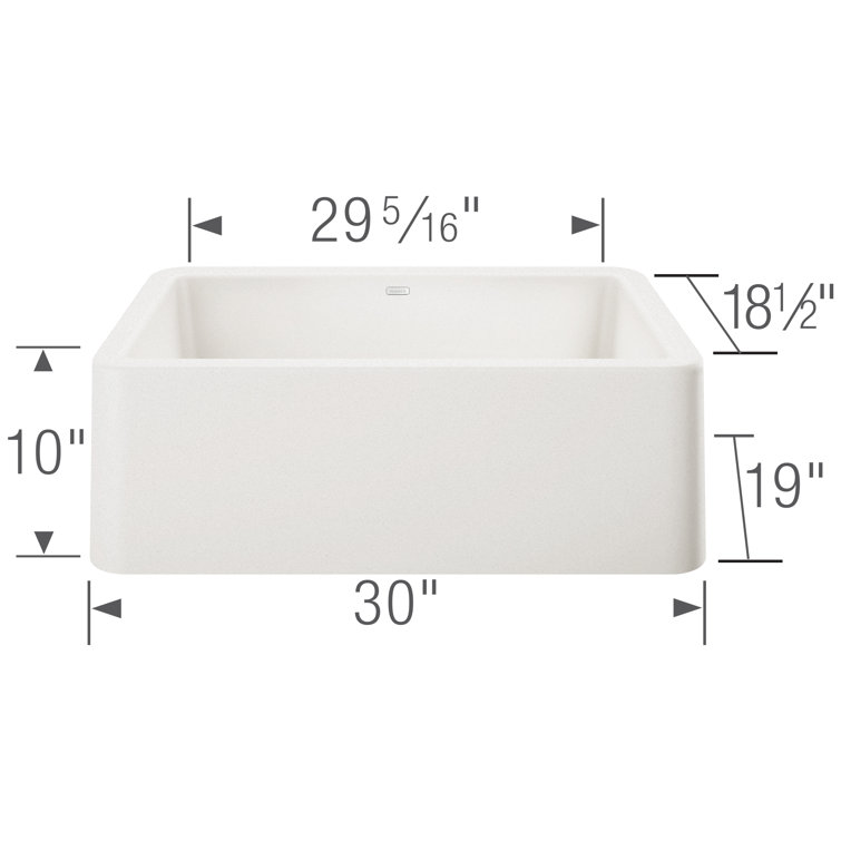 White Stone Drop-in Farmhouse Kitchen Sink, 33" x 22"
