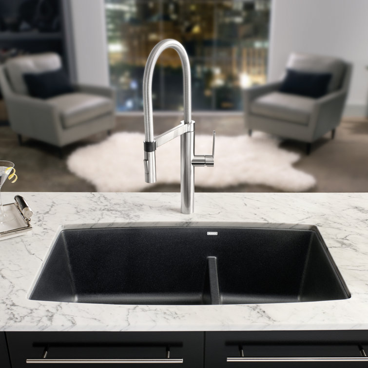 Anthracite Stone Double Bowl Drop-in Kitchen Sink