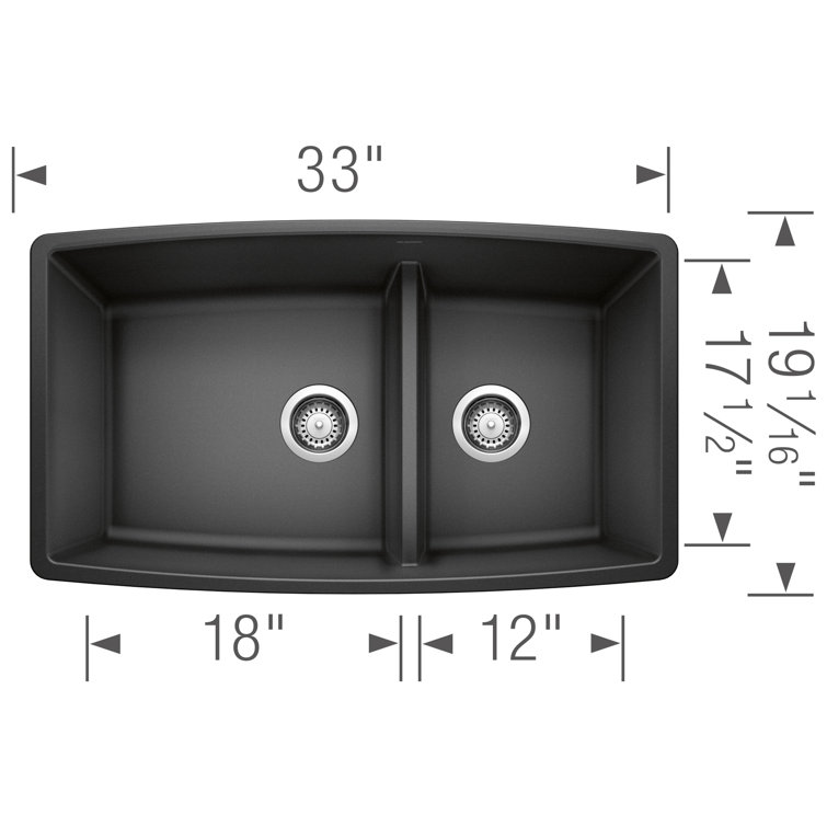 Anthracite Stone Double Bowl Drop-in Kitchen Sink