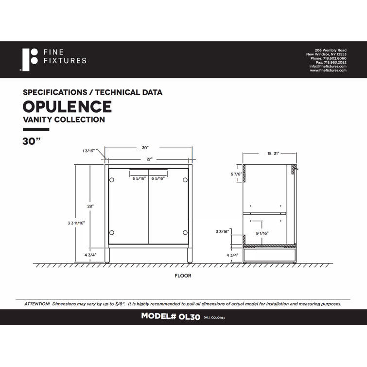 Opulence 30'' Walnut Ebony Single Bathroom Vanity with Chrome Hardware