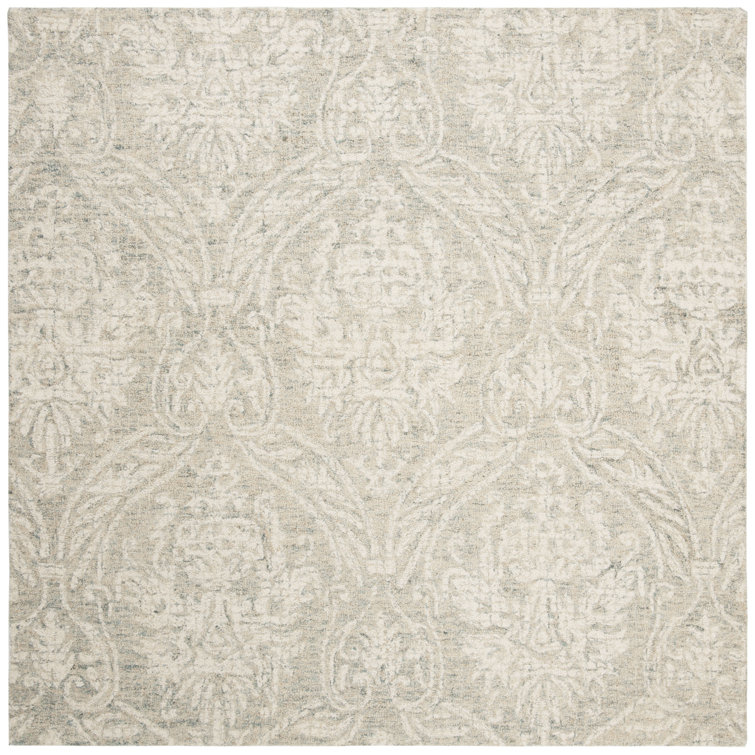 Handmade Gray Abstract Wool 6' x 6' Square Tufted Rug