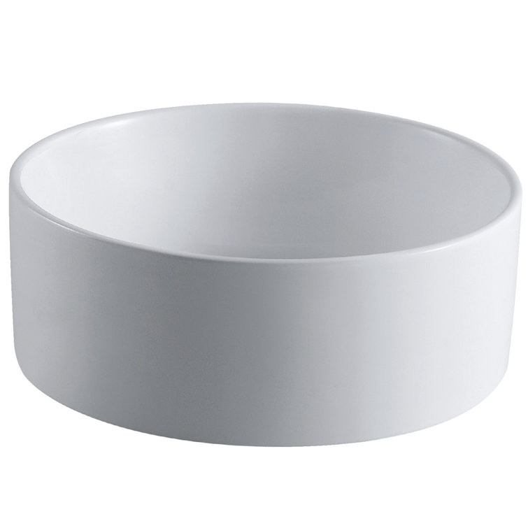 White Round Ceramic Vessel Sink for Bathroom