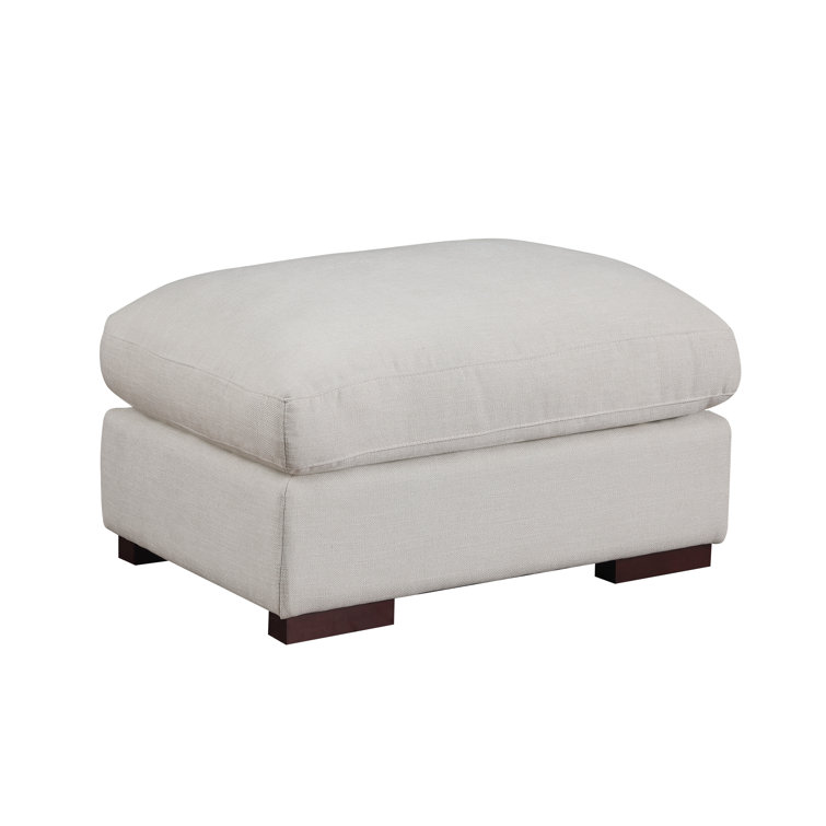 Beige Linen-Blend Modular Sectional Sofa with Ottoman & Toss Pillows