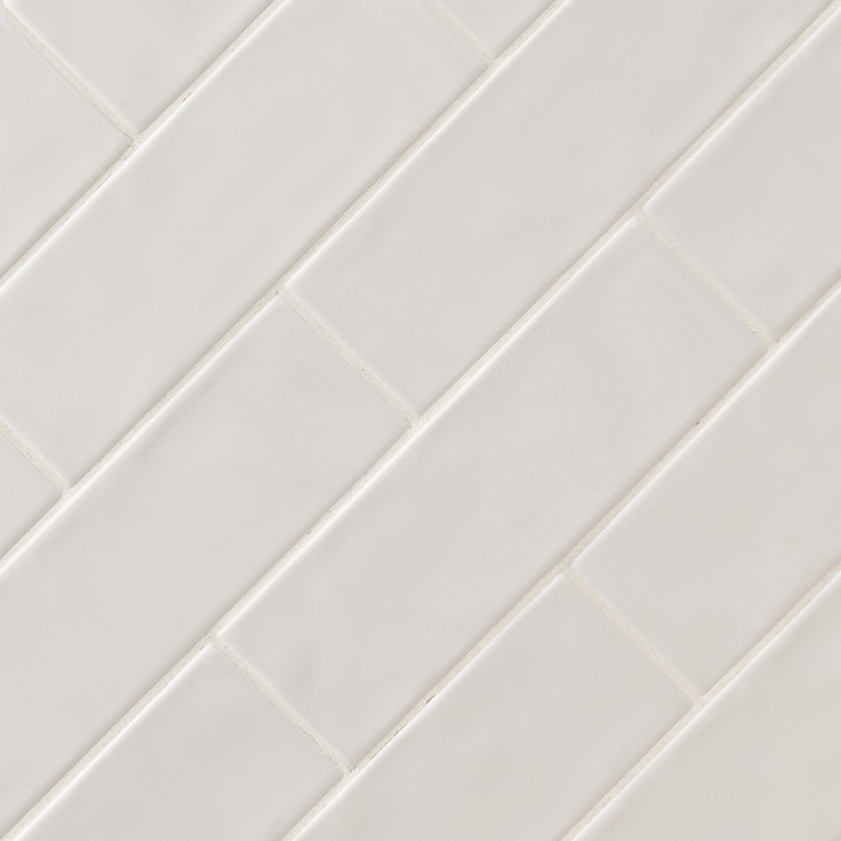 Urbano Pure White Glossy Ceramic 4x12 Subway Wall Tile