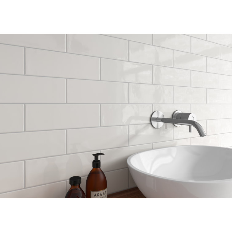 Urbano Pure White Glossy Ceramic 4x12 Subway Wall Tile