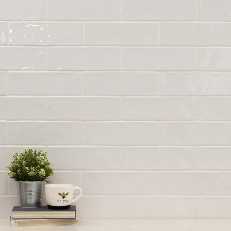 Urbano Pure White Glossy Ceramic 4x12 Subway Wall Tile