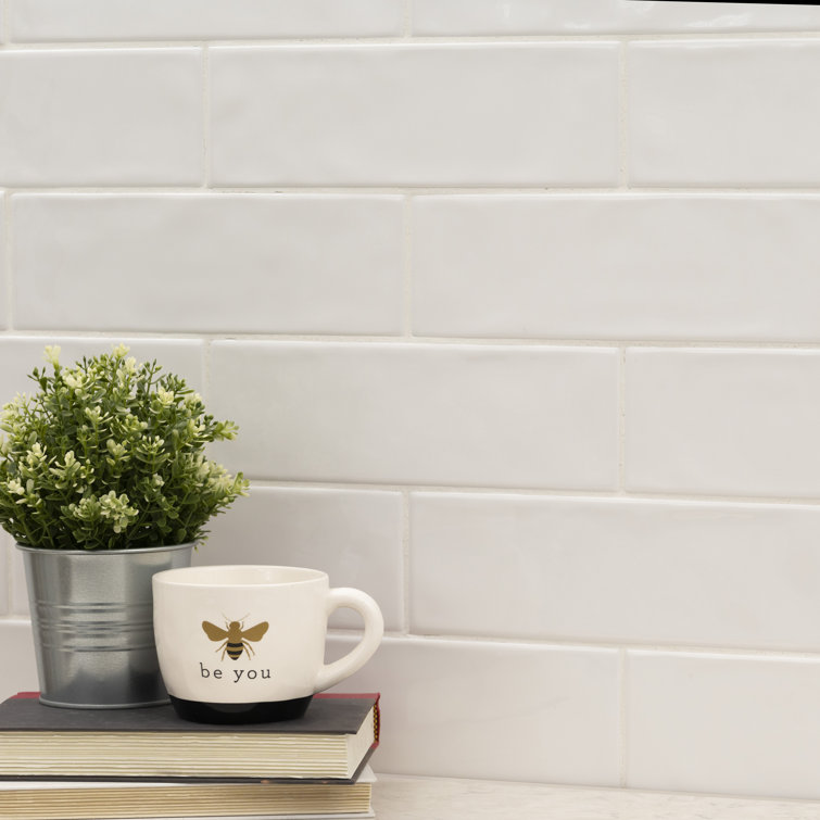 Urbano Pure White Glossy Ceramic 4x12 Subway Wall Tile