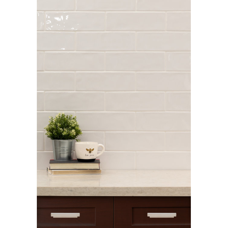 Urbano Pure White Glossy Ceramic 4x12 Subway Wall Tile