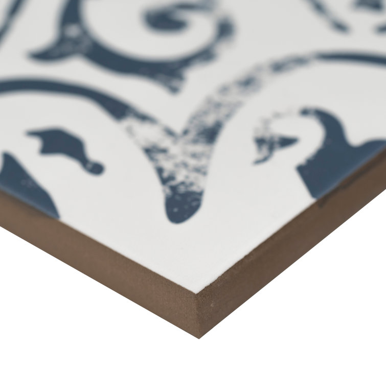 Indigo and White 8" x 8" Matte Porcelain Floor and Wall Tile