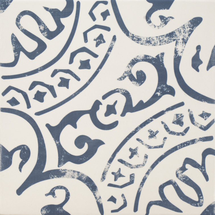 Indigo and White 8" x 8" Matte Porcelain Floor and Wall Tile