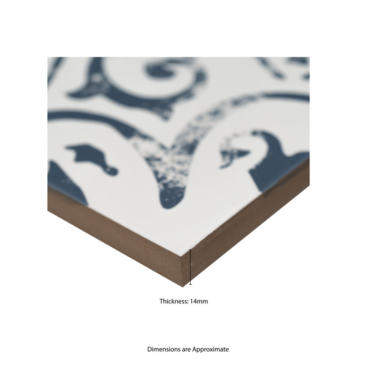 Indigo and White 8" x 8" Matte Porcelain Floor and Wall Tile