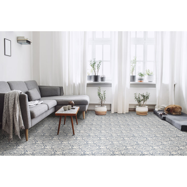 Indigo and White 8" x 8" Matte Porcelain Floor and Wall Tile