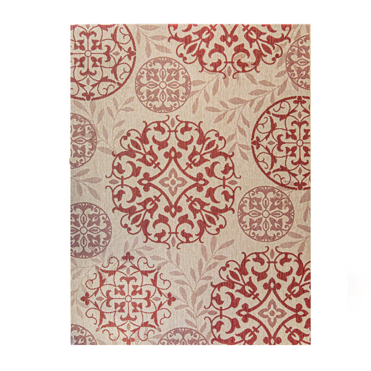 Emilia Red Medallion 8' x 10' Synthetic Indoor/Outdoor Area Rug