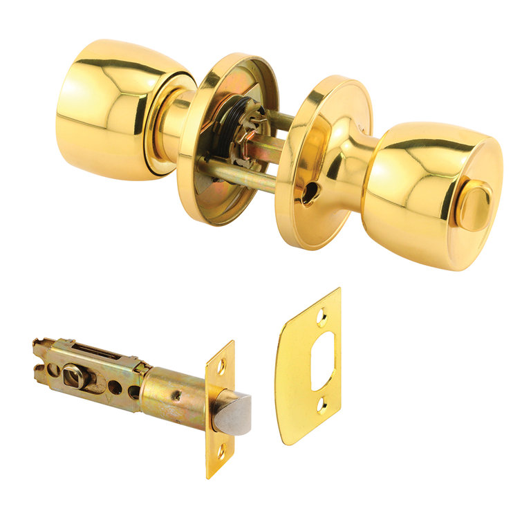 Gold Brass Adjustable Privacy Door Knob Set