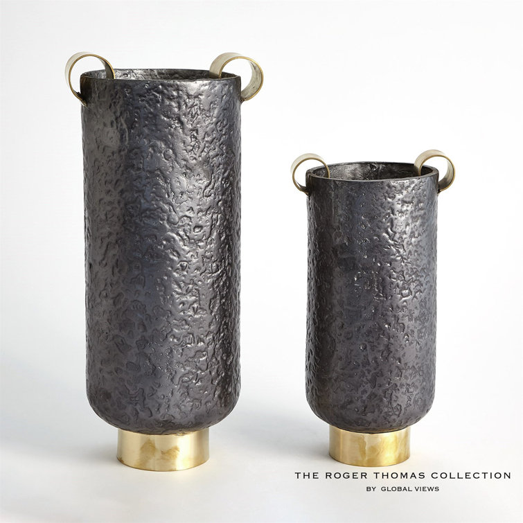 Global Views Amphora Large Ferro Urn in Gunmetal and Brass