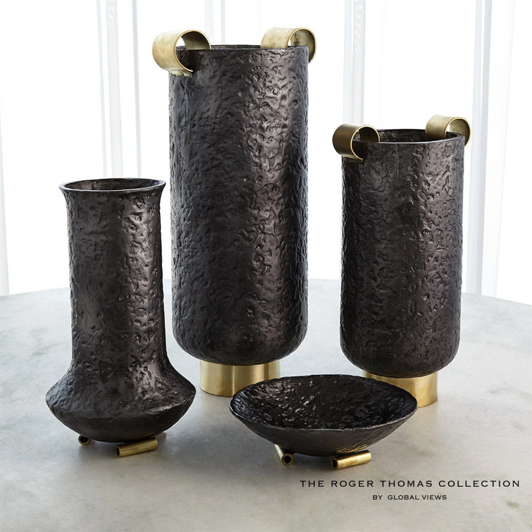 Global Views Amphora Large Ferro Urn in Gunmetal and Brass