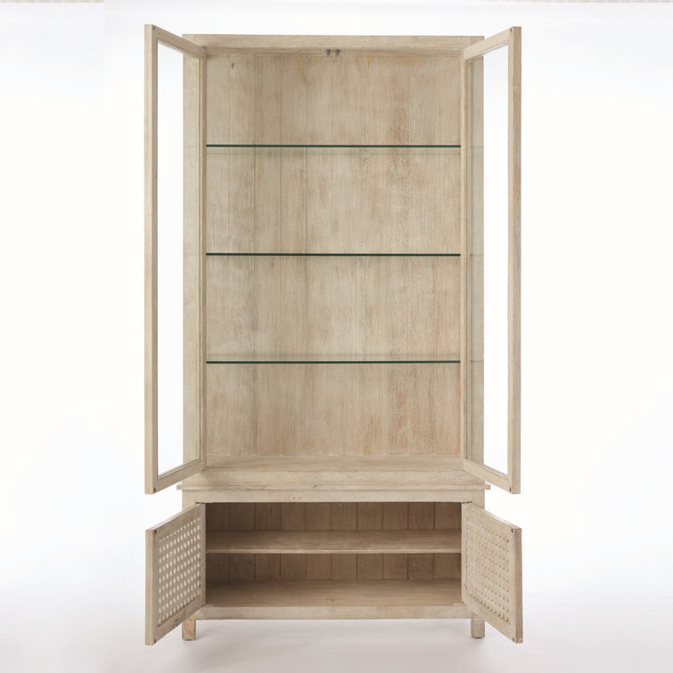 Weathered Steel Mango Wood and Glass Curio Cabinet