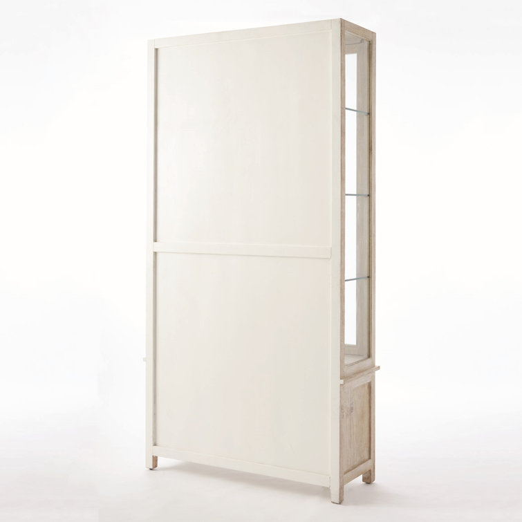 Weathered Steel Mango Wood and Glass Curio Cabinet