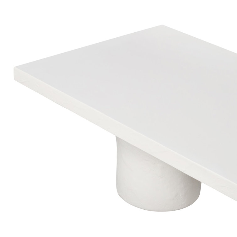 Monolithic Adobe-Inspired White Concrete Rectangular Coffee Table