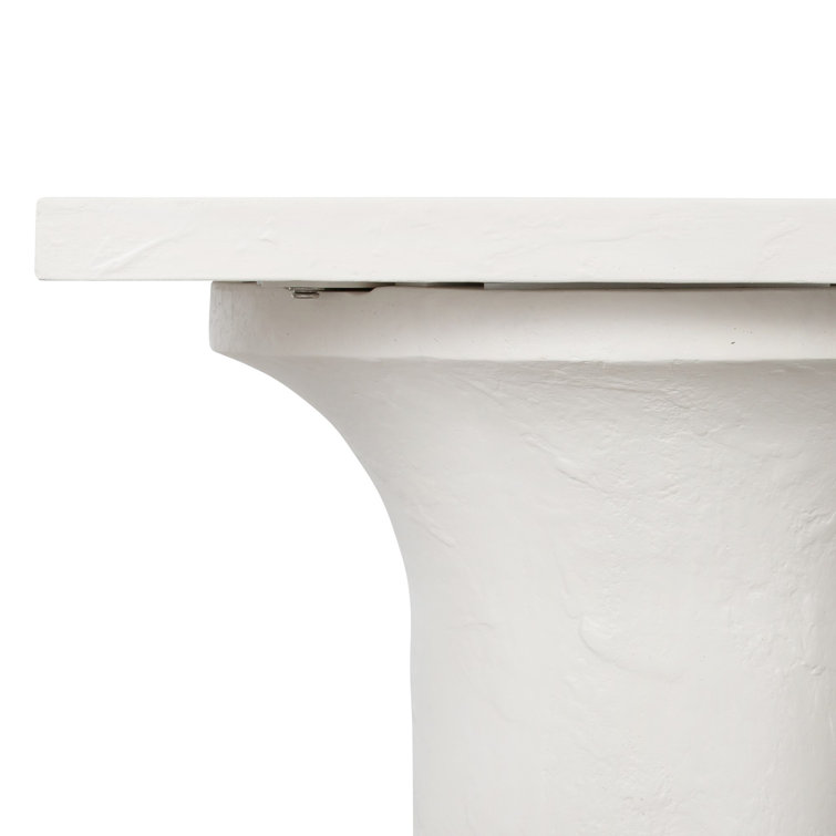 Monolithic Adobe-Inspired White Concrete Rectangular Coffee Table