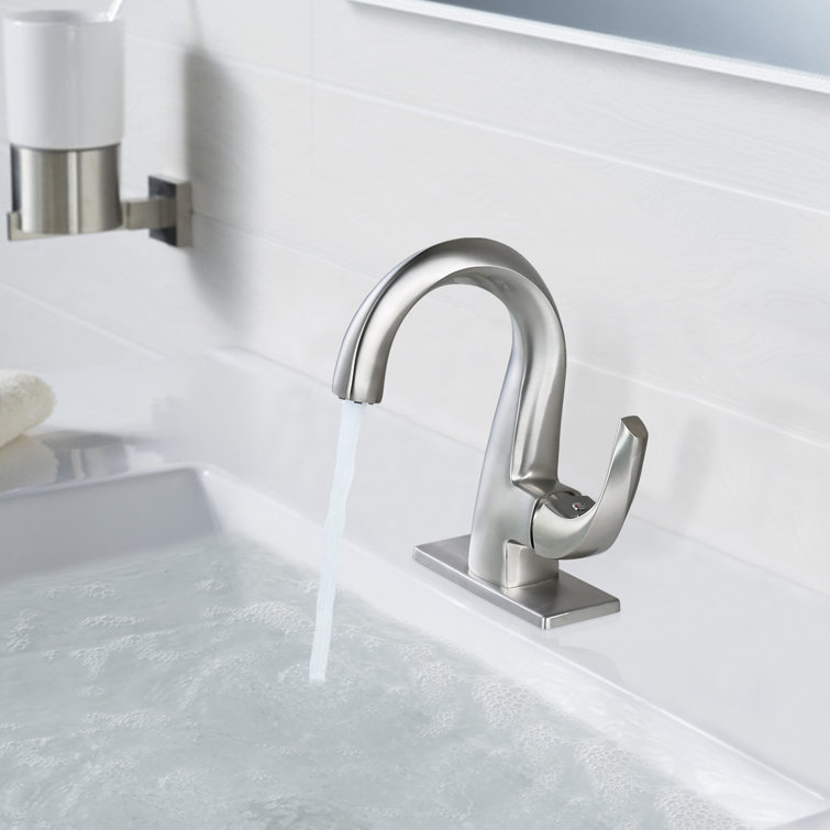Brushed Nickel Single Handle Bathroom Faucet with Drain Assembly