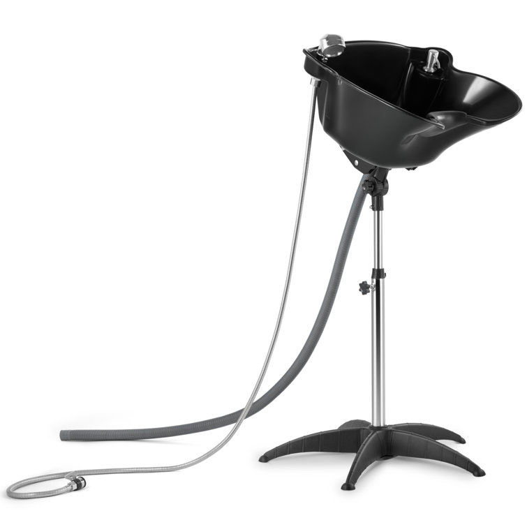 Adjustable Black Stainless Steel Portable Salon Sink with Single Handle Faucet